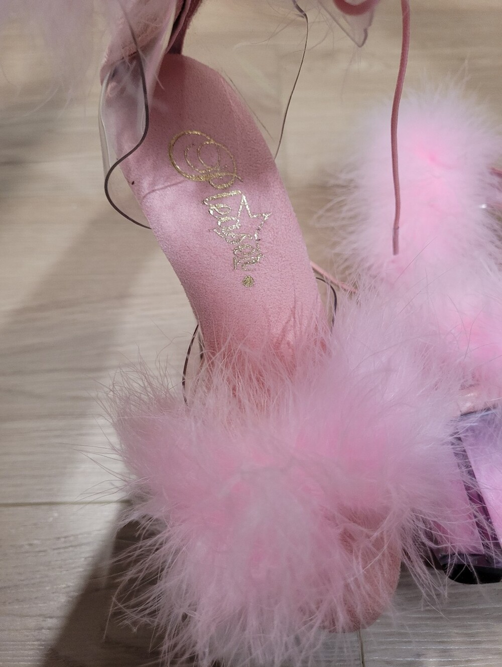 Pleasers Size 5 Adore - 724F Pink Flamingo, Fluffy Heels - Picture 10 of 13